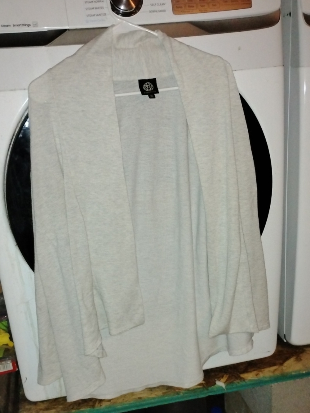 bobeau Light Gray Open Front Draped Cardigan